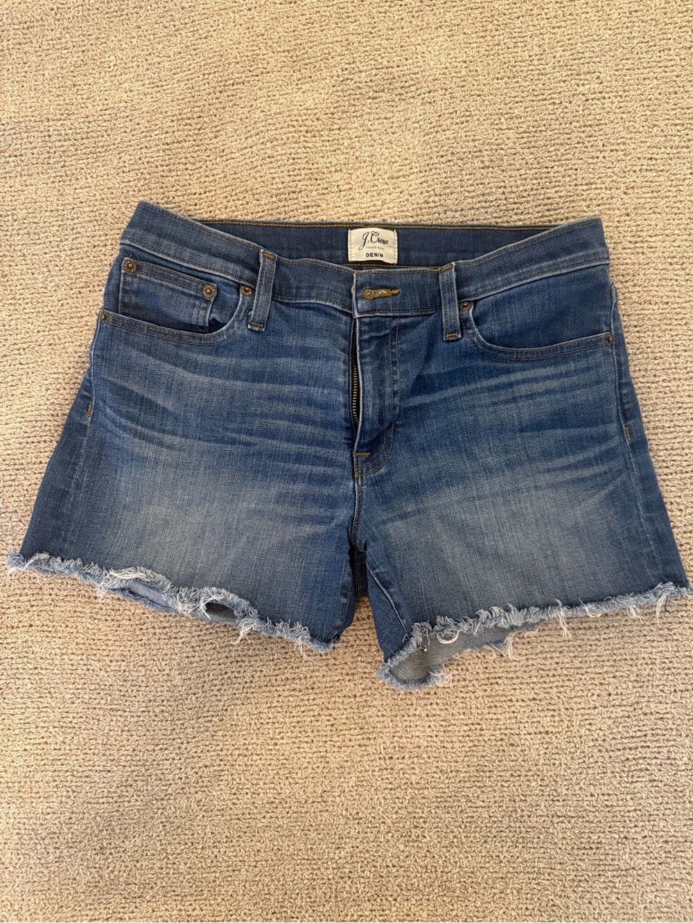 J. Crew Medium-Wash Denim Frayed Hem Jean Shorts Size 28